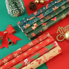クリスマスギフト包装紙外国貿易新製品増粘クラフト紙スポット銅版クリスマスツリーヘラジカギフトボックス包装