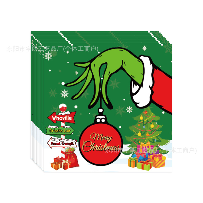 新しい漫画クリスマステーマグリンチパーティー食器装飾用品紙皿フラグテーブルクロスセットアレンジメント|undefined