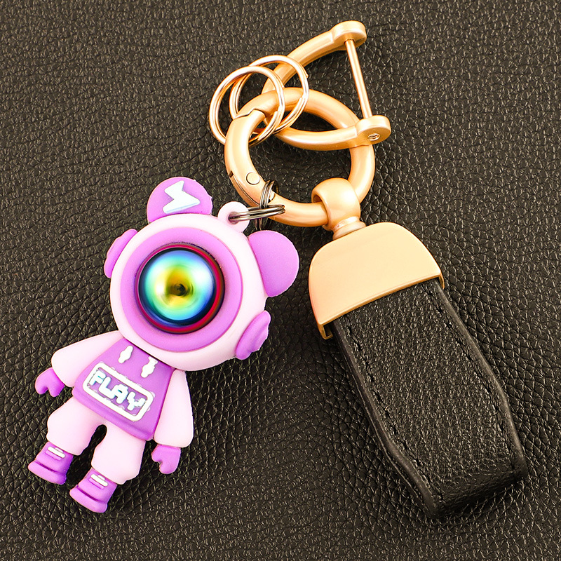 Llavero de oso de alta gama en el extranjero, colgante de llave de pareja, cuerda de mano de cuero, hebilla de metal duradera, hombre de comercio electrónico de Amazon