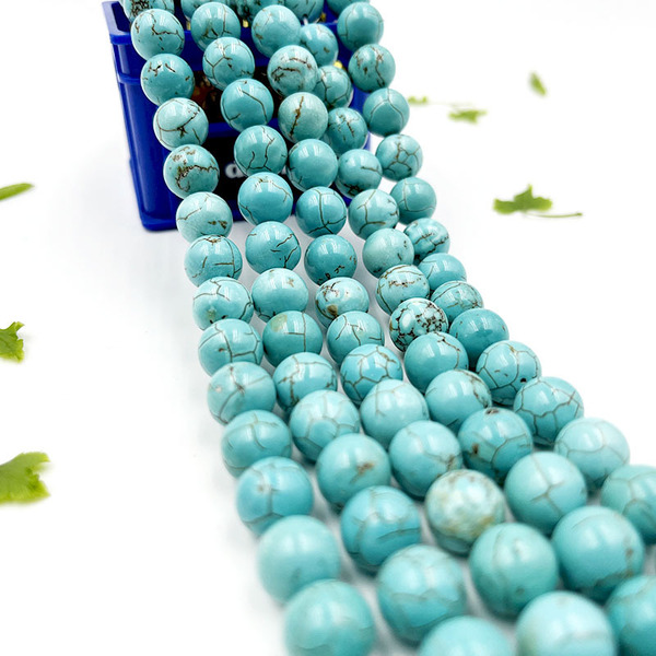 Organic turquoise round beads