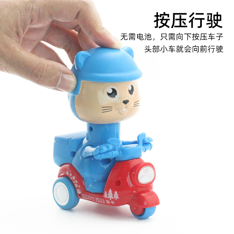 Presione el pequeño pato amarillo Tire hacia atrás coche motocicleta inercia coche de juguete para niños dibujos animados Niños y niñas lindo pato coche de juguete al por mayor