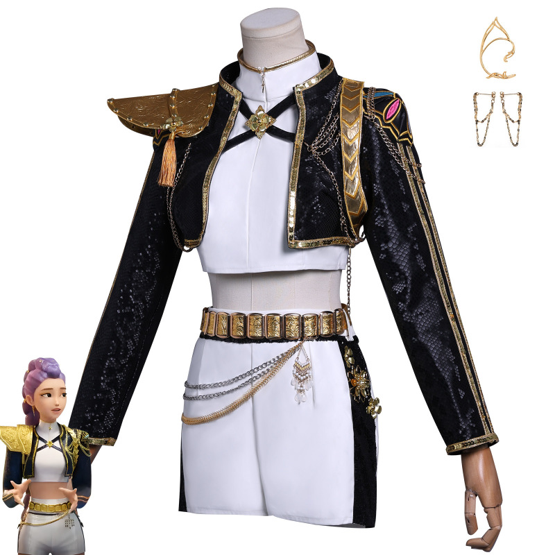 新丝璐跨境新款韩流K-POP猎魔女团服米拉米拉鲁米黑皮款cosplay服|undefined