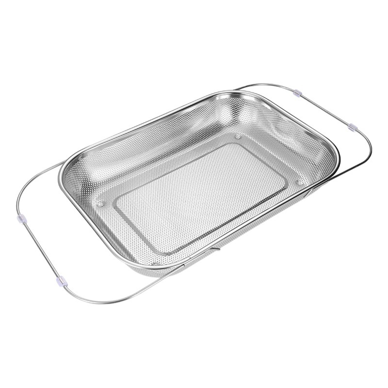 Stainless Steel Retractable Drain Basket with Jack, Thickeneded Washbasin, Sink Drain Rack, Fruit and Vegetable Dish Drain Rack