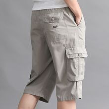 夏季男士休闲七分裤短裤7分裤宽松加肥加大码胖子工装裤纯棉中裤