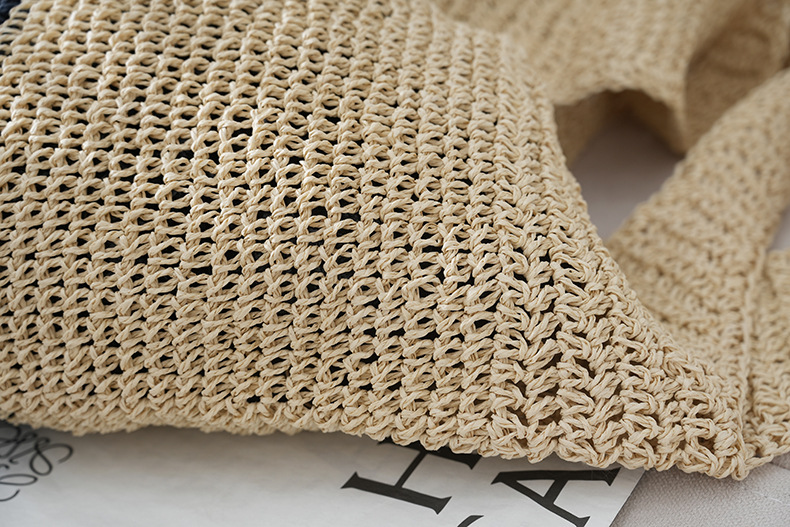 Grote geweven strandtas voor dames elegante schoudertas shopper_voghion.com