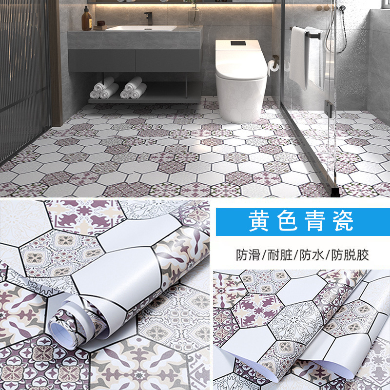 Pegatinas de suelo impermeables para inodoros, renovaciones de suelo para inodoros, pegatinas de baldosas de cerámica transformadas, pegatinas de piso engrosadas, autoadhesivas y antideslizantes