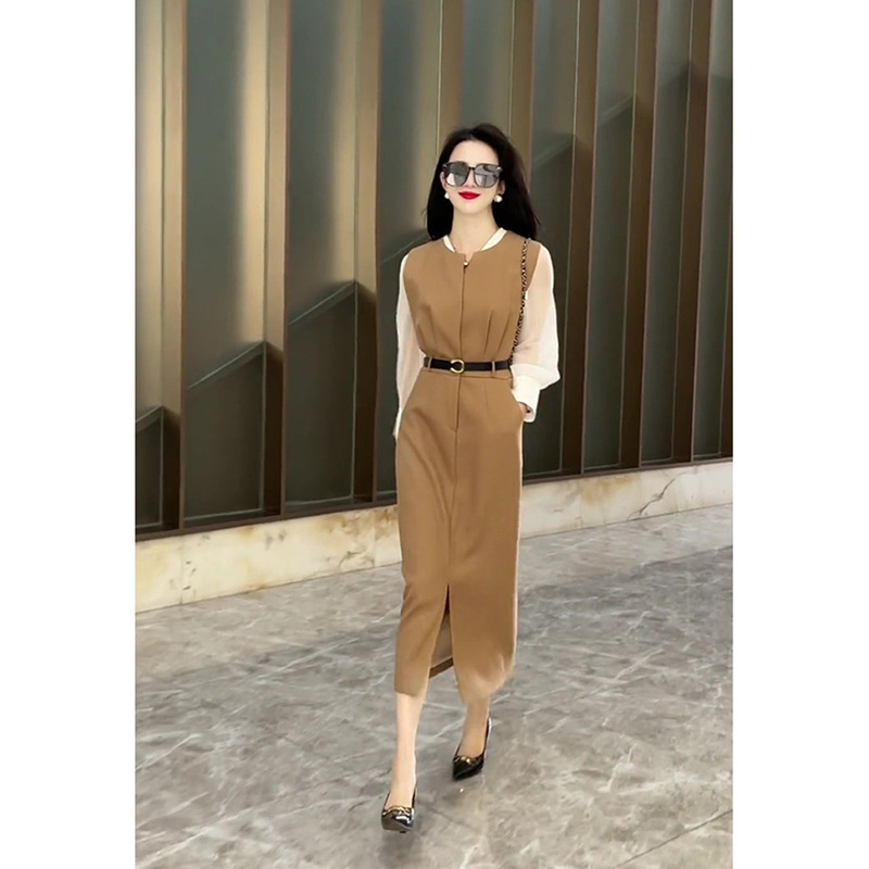 Autumn clothing with a set of capable temperament women's clothing suit French high-end vest dress shirt two-piece skirt