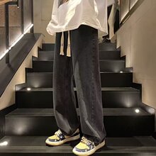 牛仔裤男士夏季薄款宽松阔腿裤休闲长裤春秋男裤高街直筒裤子新款