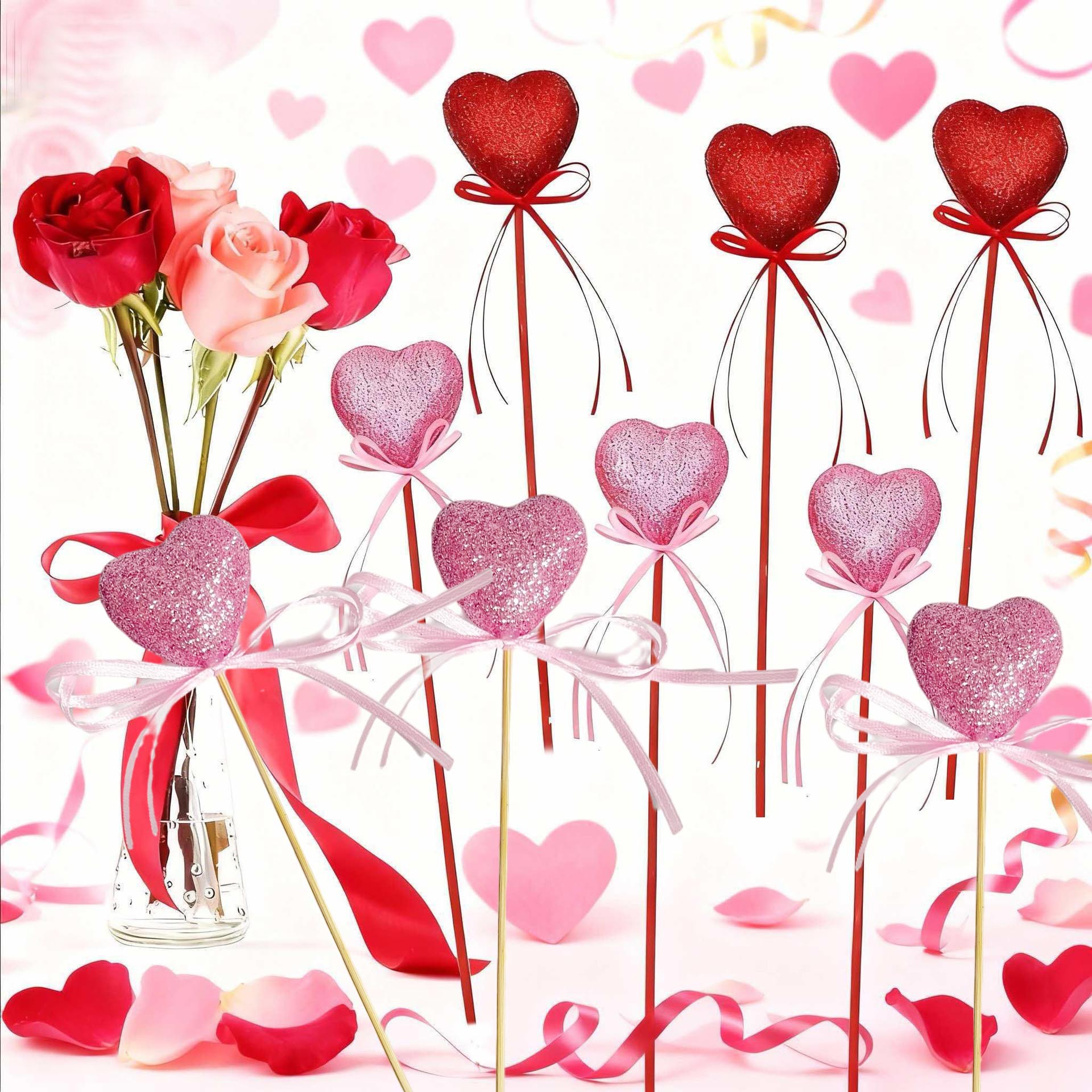 Inventario transfronterizo Día de San Valentín amor espuma amor polvo flash arco flor flor de boda decoración de boda Plugins