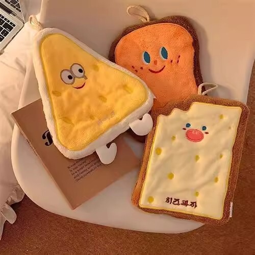 Baking Series Coral Velvet Cheese Card Hanging Cartoon Hand Towel Absorbent Thickened Bathroom Kitchen Hand Towel
