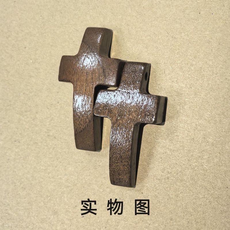 跨境爆品木质十字架教堂复活节手把件美式胡桃木手把件拇指十字架|undefined