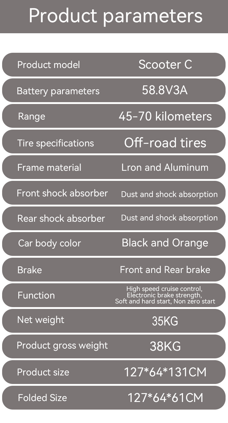 Retuol 10.5-Inch 60V Dual-Drive Electric Scooter Foldable Mobility Scooter Portable Dropshipping