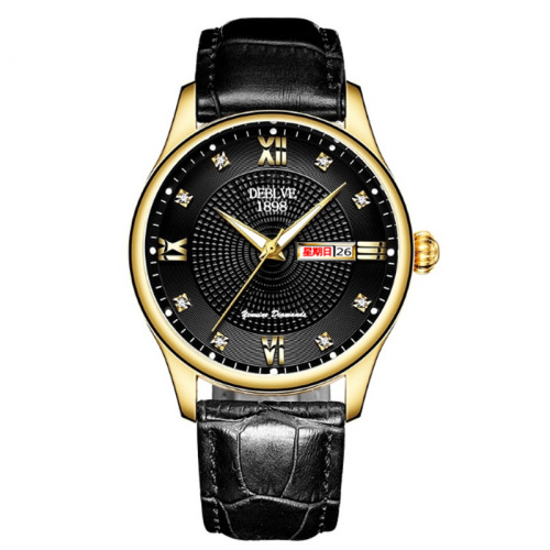 New dual calendar fashionable ultra-thin comfortable belt calendar luminous men's gift business casual trendy quartz watch