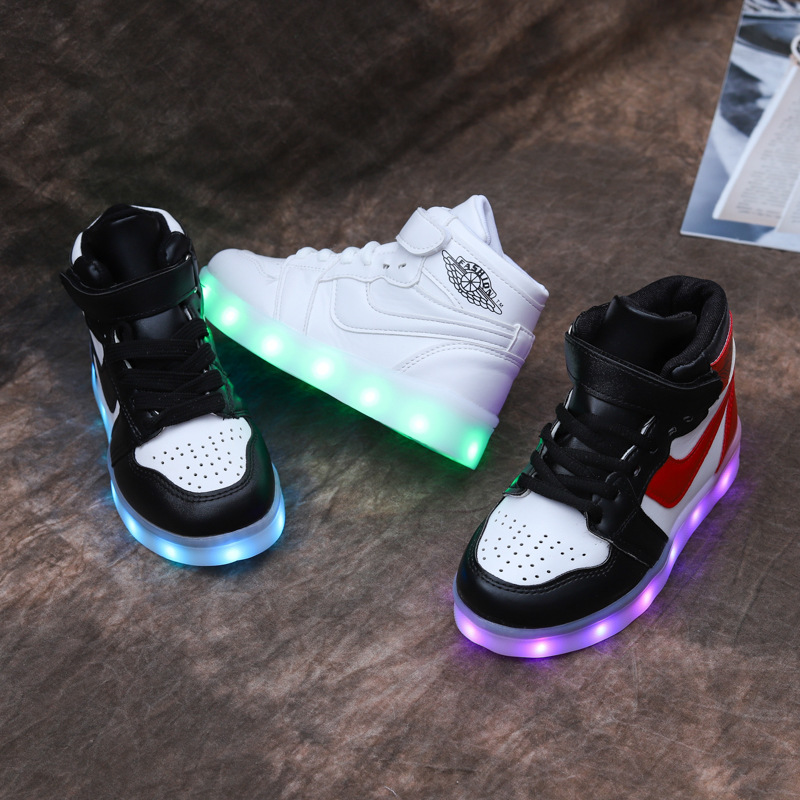usb rechargeable luminous shoes led ghost walking shoes with light luminous children Boys Girls aj student casual sneaker tide