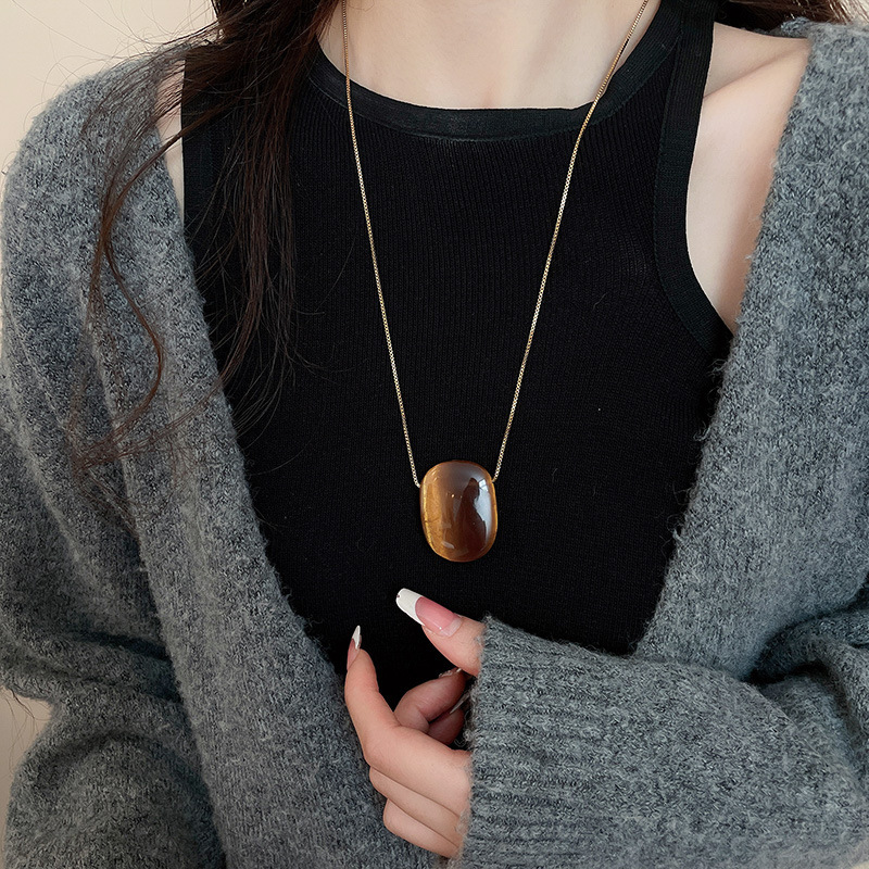 欧美跨境几何水滴高级感项链小众气质冷淡风毛衣链秋冬新款饰品女详情38