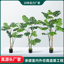 厂家定制仿真绿植高端大型跨境假绿植盆栽龟背竹仿真树橱窗摆件