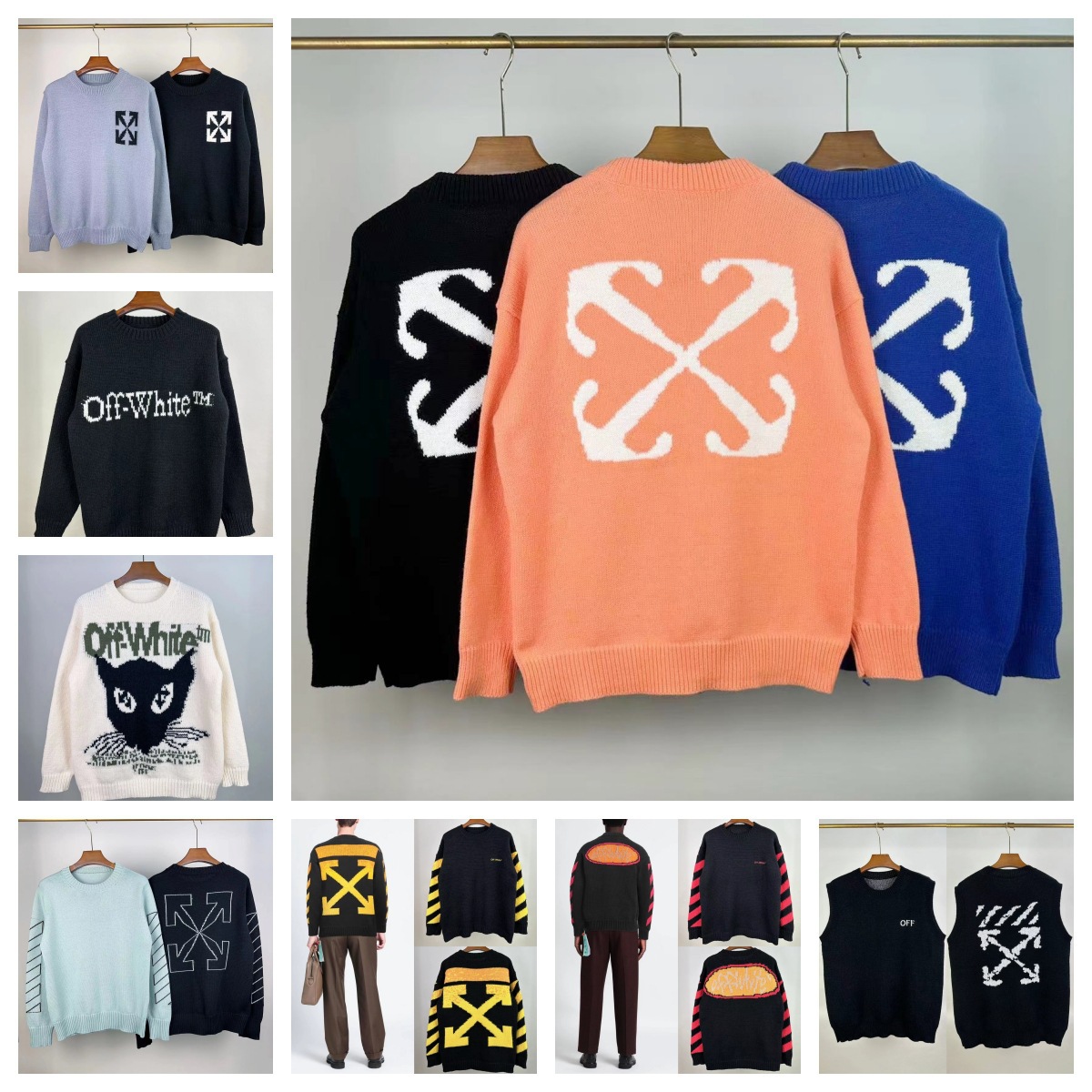 2023 New Autumn and Winter Trendy Brand Off Ow Knitwear with Classic Logo Embroidered on the Chest for Men and Women
