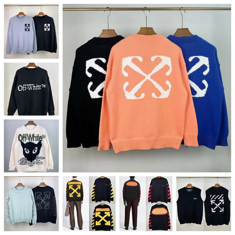 2023 New Autumn and Winter Trendy Brand Off Ow Knitwear with Classic Logo Embroidered on the Chest for Men and Women