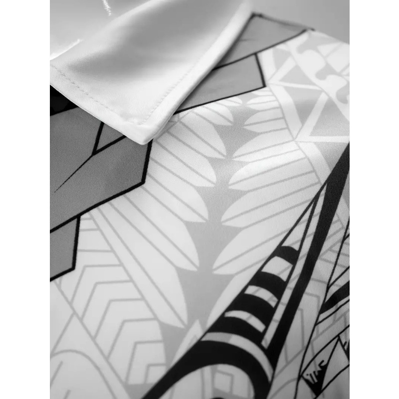 Venta caliente color de contraste abstracto hojas geométricas impresión 3D hombres calle alta todo fósforo solapa de hombro suelta cremallera camisa POLO