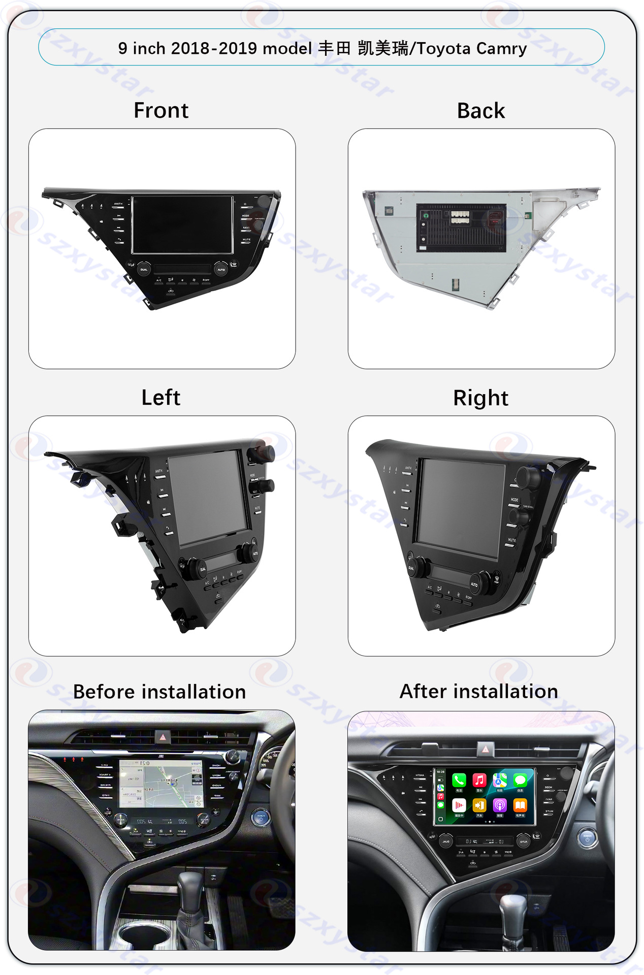 Suitable for 9-Inch 18-19 Model Toyota Camry Wireless Carplay Car Navigation 360 Panoramic All-In-One Machine