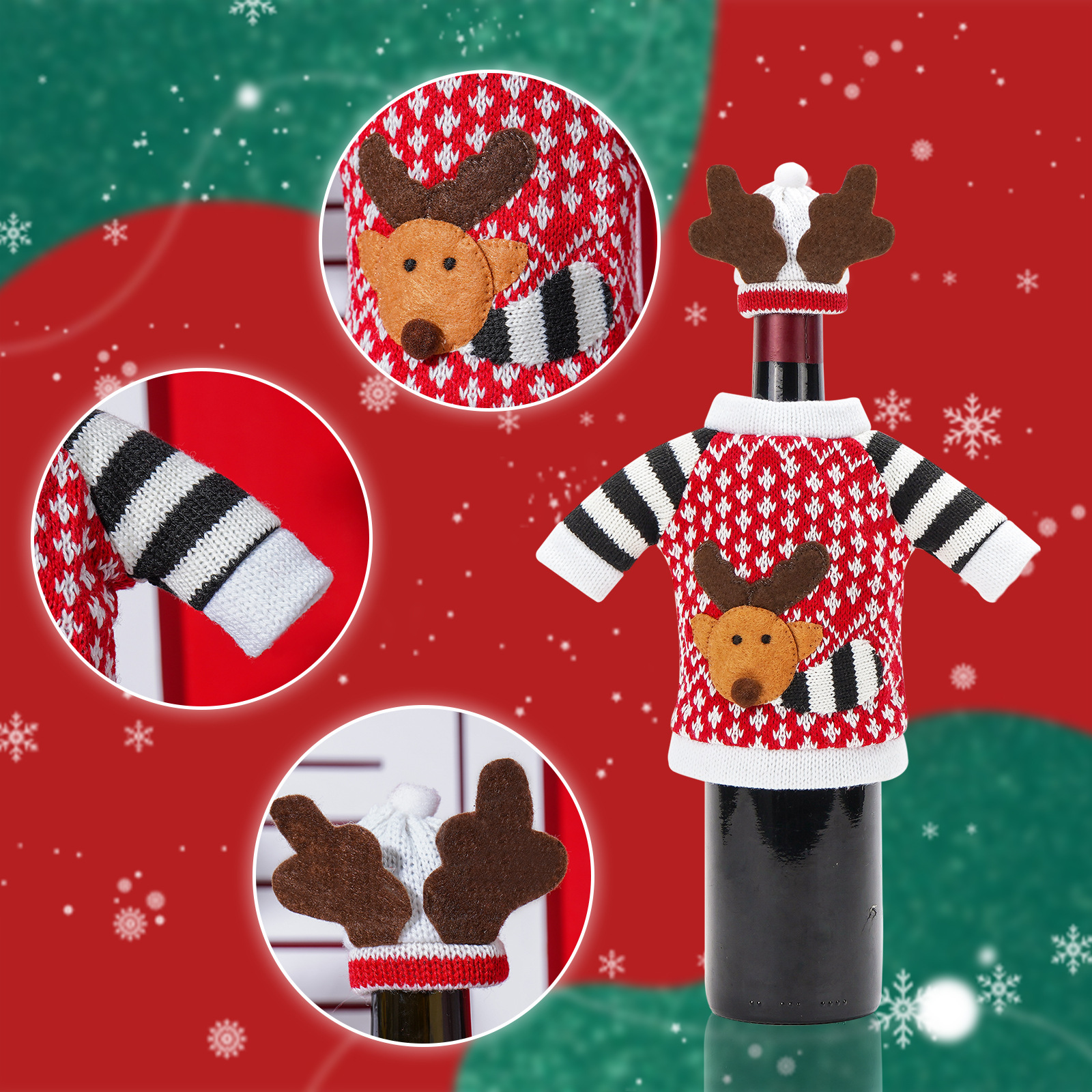 Cruzando la frontera nueva Navidad creativa alces vino tinto cubierta botella de champán bolsa de Navidad actividad decoración del partido