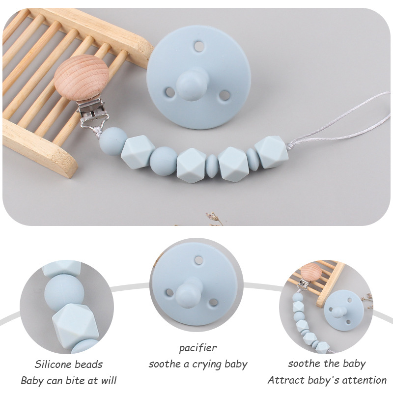 Suministros para bebés chupete DIY creativo bebé silicona mordedura molar pezón cadena pezón conjunto de dos piezas