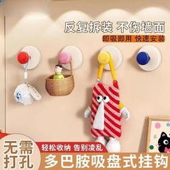 吸盘玄关挂钩强力承重免打孔多巴胺门把手置物粘贴挂钩吸盘式