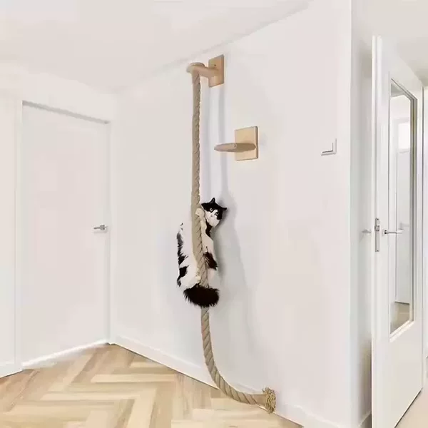 Cross-Border Solid Wood Thickened Wall-Mounted Cat Scratching Post with Suction Cup, Wall-Hanging Cat Rack, Cat Scratching Post, Hanging Cat Bed