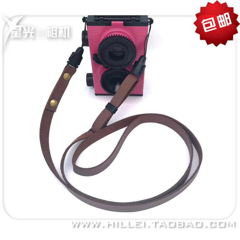 Leather camera strap PU shoulder strap Polaroid NOMO rope handmade adjustable retro artistic cute red and black