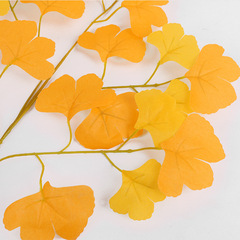 仿真銀杏葉裝飾樹葉假葉子塑料樹枝絹花榕樹葉白色綠色黃色銀杏葉