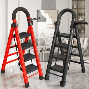 Ladder Household Folding Ladder Thickened Carbon Steel Herringbone Ladder Mobile Staircase Telescopic Ladder Step Ladder Multi-Functional Indoor