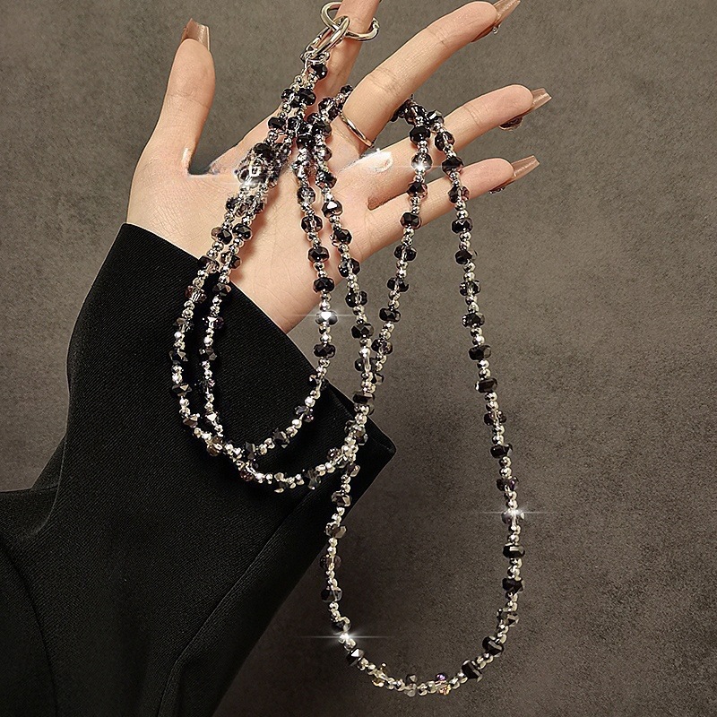 Long crossbody phone charm, can be worn over the shoulder, anti-loss pendant, crystal beaded phone chain, phone lanyard, bag charm chain.