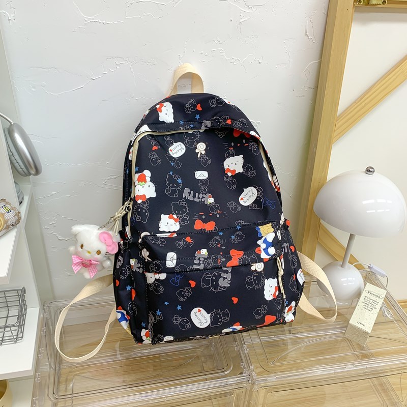 キャンパス風かわいいトレンドニッチ多用途スクールバッグプリント落書き学生女の子バックパック軽量ktバックパック|undefined