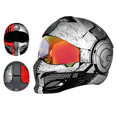 Motosiklet kaskı (dəbilqə) — and Women, Summer All-Season Scorpion - 856-mecha-red-gray-colorful-mirror-m55-56