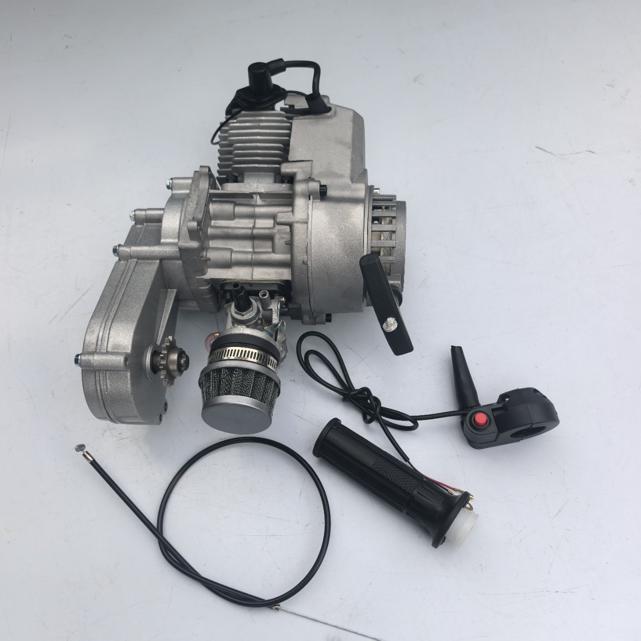 Mini Motorcycle Accessories 47/49Cc Small Off-Road Vehicle All-Aluminum Hand-Pull 0.1kg Stroke Engine Gasoline Engine Silver Color