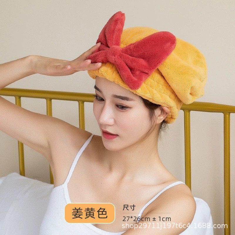 Gorro de secado del cabello súper absorbente de secado rápido japonés lindo arco princesa gorro de ducha terciopelo coral piña Plaid absorbente al por mayor image 11