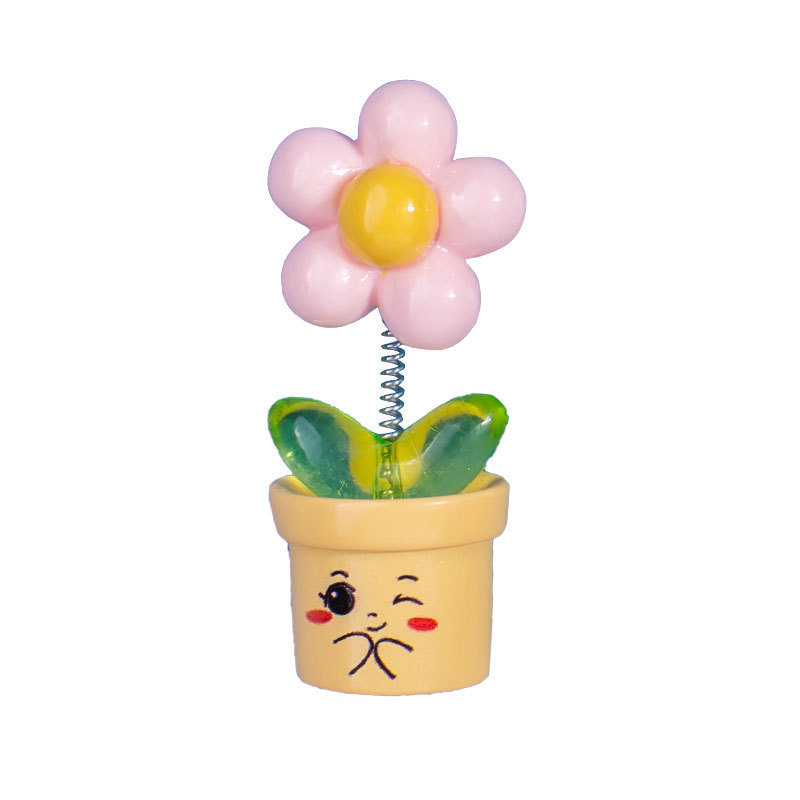 2024 nuevas celebridades de Internet sacudiendo la cabeza, flores de arco iris, lindos adornos de automóviles, consola central de coche, joyas de girasol, swing