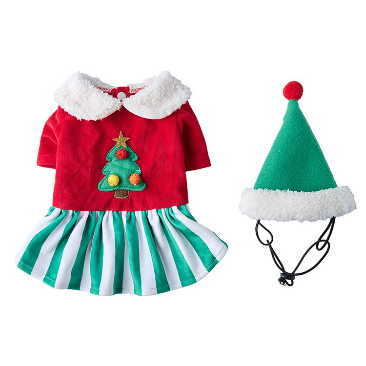 Kerstkostuum voor huisdieren: nieuwe feestelijke pluche hondenkleertjes voor kleine en middelgrote honden, herfst- en winterkleding voor huisdieren._voghion.com