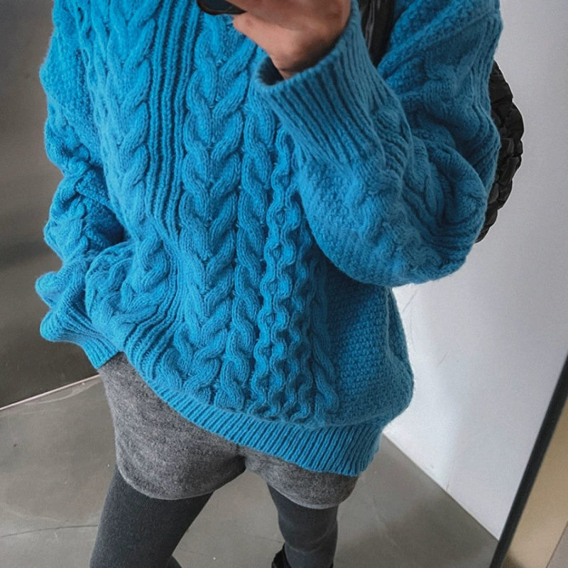 South Korean fashionable goods, solid sweater, increased thickness, plus size, mid length