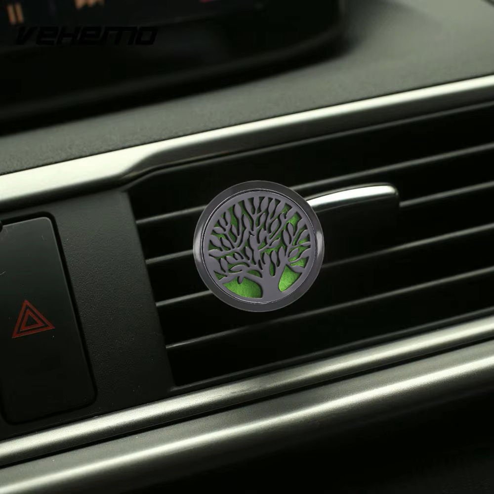 pistola de acero inoxidable negro hueco coche ventilación abrazadera de automóvil perfume árbol de vida automóvil perfume caja de difusión de perfume