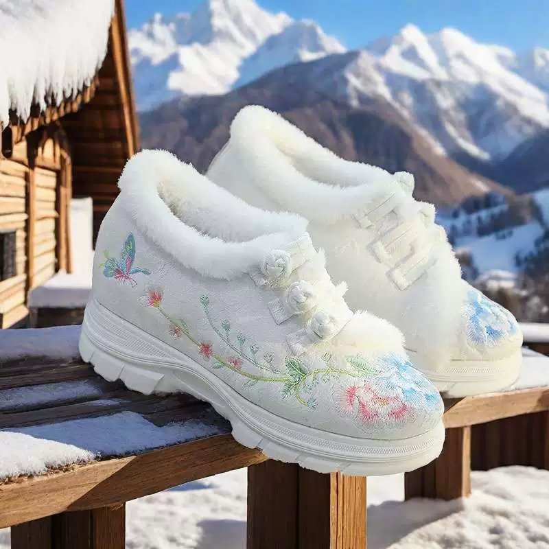 Традиционная обувь Hanfu на осень и зиму, женская обувь в китайском стиле, новая обувь в китайском стиле, юбка мамиан, универсальная плюшевая теплая хлопчатобумажная обувь для женщин.