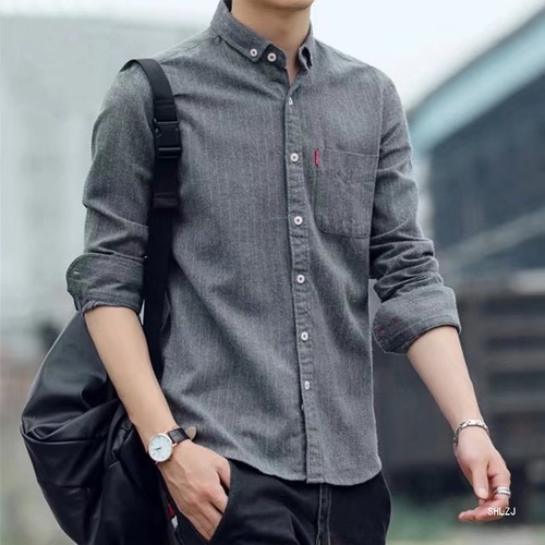 Men's Hong Kong Style Striped Long Sleeve Slim Fit Korean Version Casual Daytime Ins Super Hot Shirt Trendy Cool Outerwear