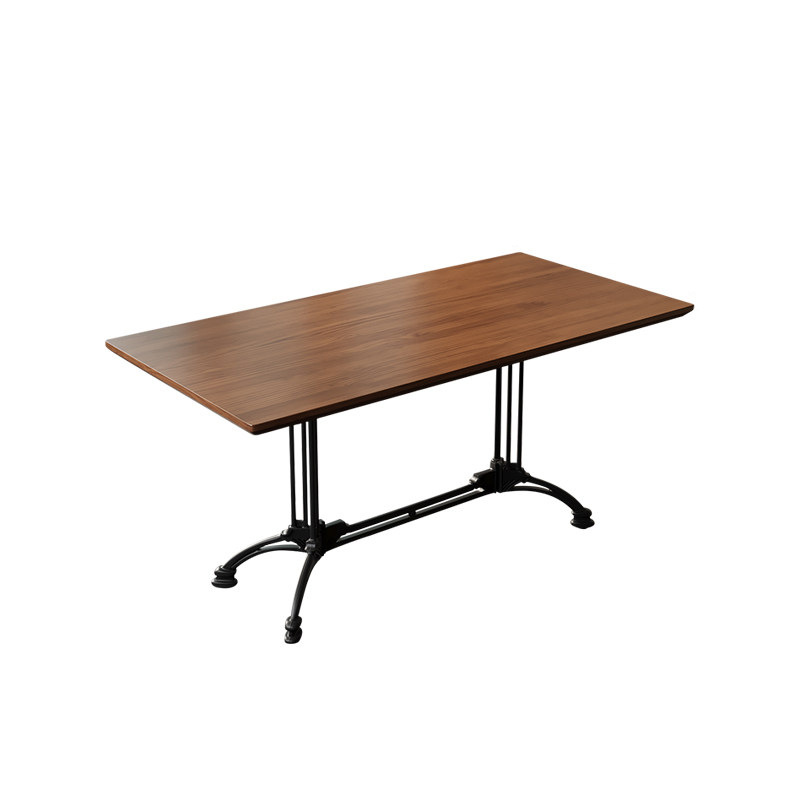 Mesa de comedor de madera sólida de hierro forjado Comedor de comedor Comedor de comida rápida Comedor de mesa larga Mesa de café de hotel