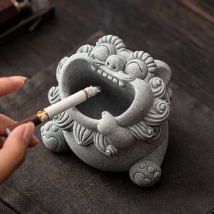 Chenxiang Green Sand Stone Ashtray Home Living Room Advanced Sense Fly Ash Prevention Office Cute Lion Decoration Ornaments