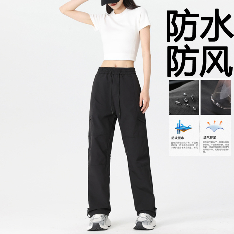 Women's Waterproof and Windproof Softshell Pants for Spring, Autumn, and Winter, with Fleece Lining, Thickened, Warm, Workwear, Triple-Protection, Quick-Drying, for Hiking and Trekking