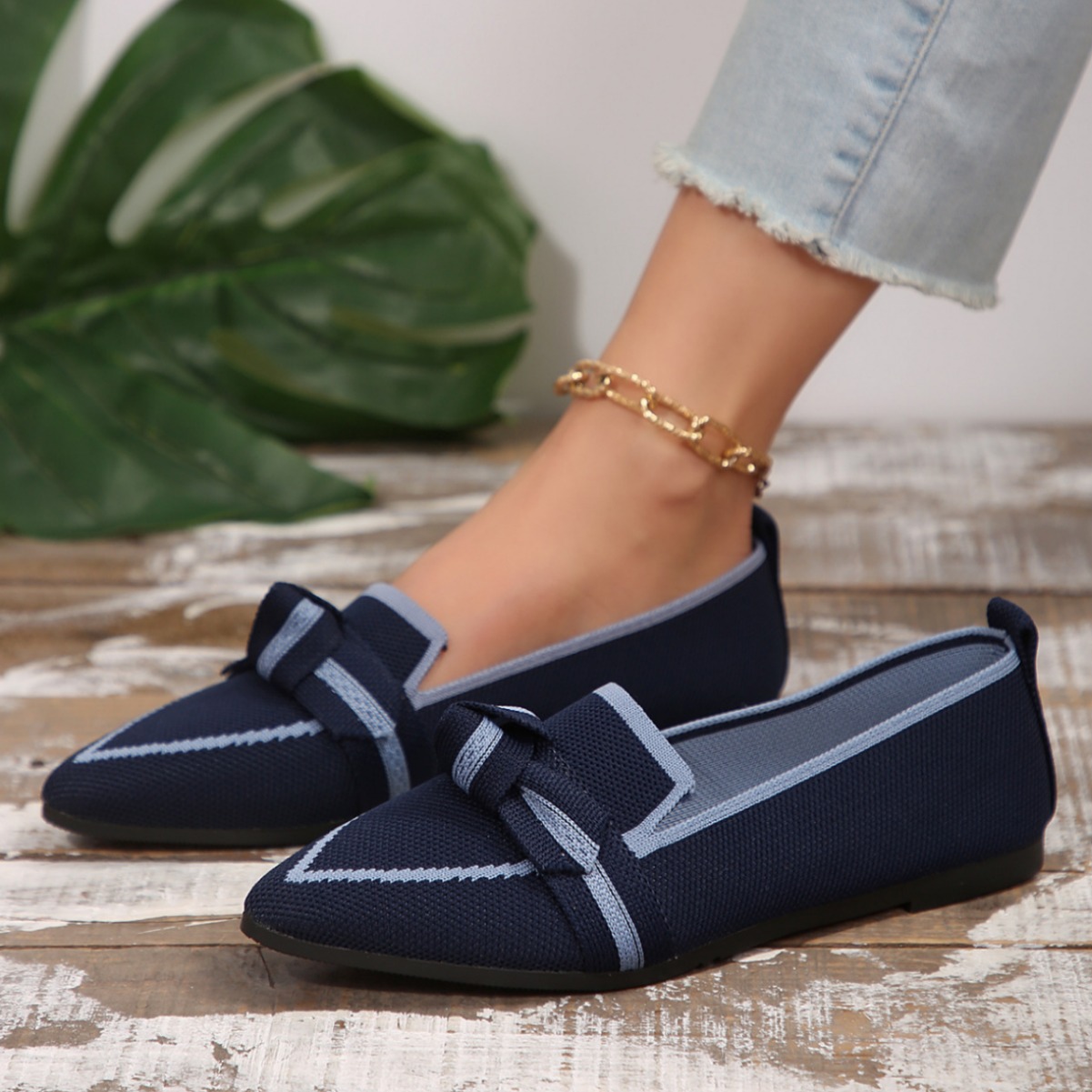 Damen Ballerinas Aus Strick Bequeme Freizeitschuhe Flach_voghion.com