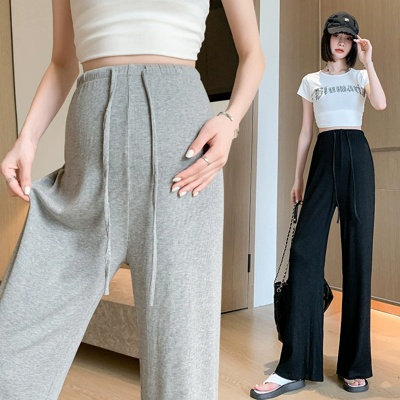 Настоящие беременные брюки с широким животом 2024 новые летние беременные женщины с высокой талией