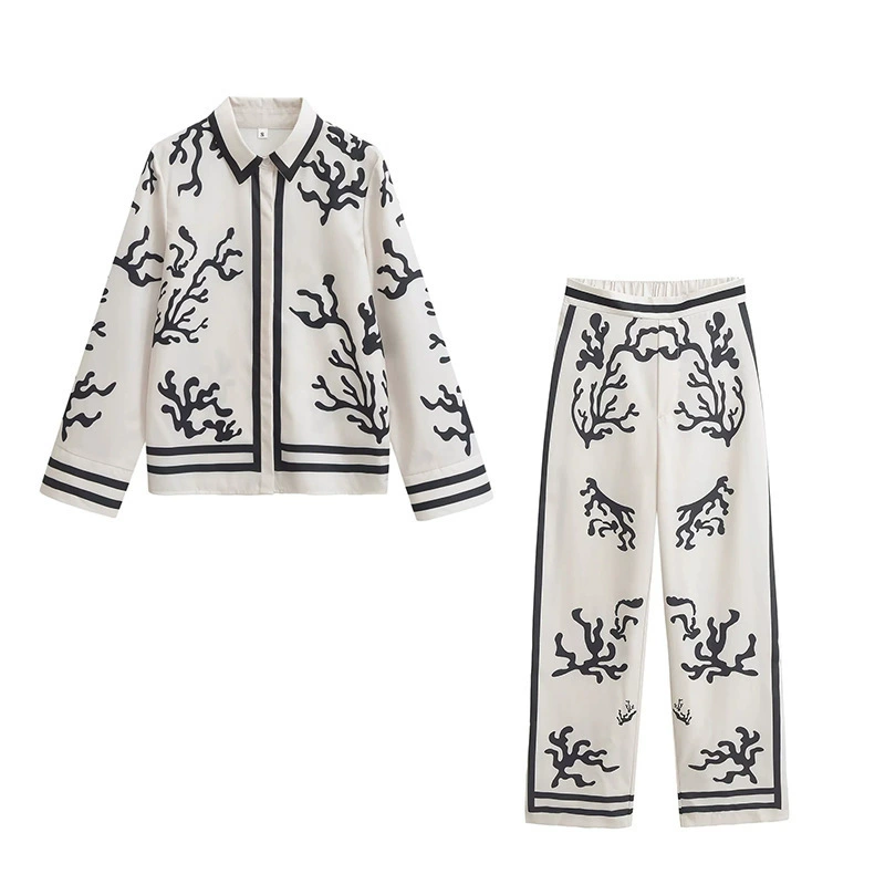 PB & ZA Женская одежда 2024 Осень новый темперамент Леди с принтом с длинными рукавами