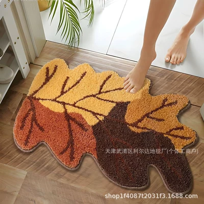 Avtomobil döşəmə paspasları: Household Bathroom Toilet Water Absorbent - maple-leaf-3-5080cm-soft-plush-feel
