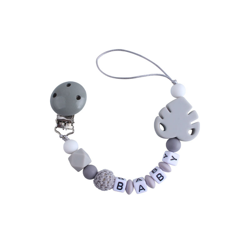 Bebé suministros DIY creativo Hemu chupete clip de nombre del bebé calmante hoja de silicona chupete Cadena de juguete